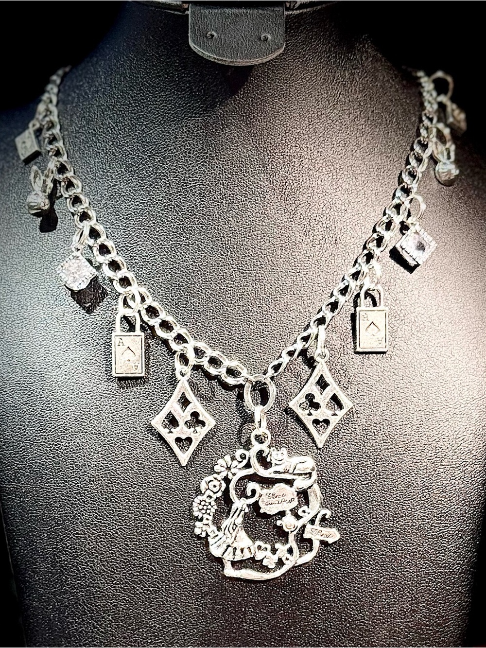 Silver Charm Pendant Necklace and Earrings Set